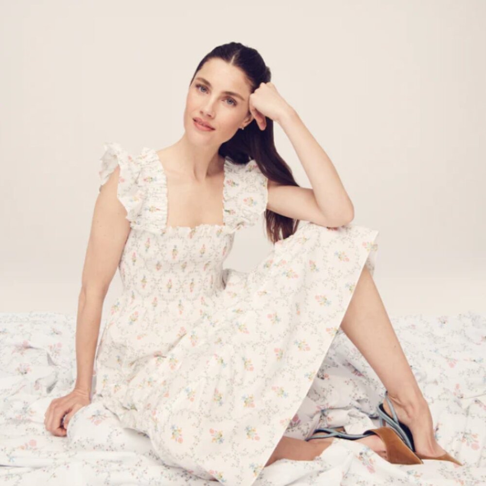 Hill House The Ellie Nap Dress-- Size Medium in Pastel Trellis